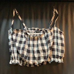 black and white plaid crop top